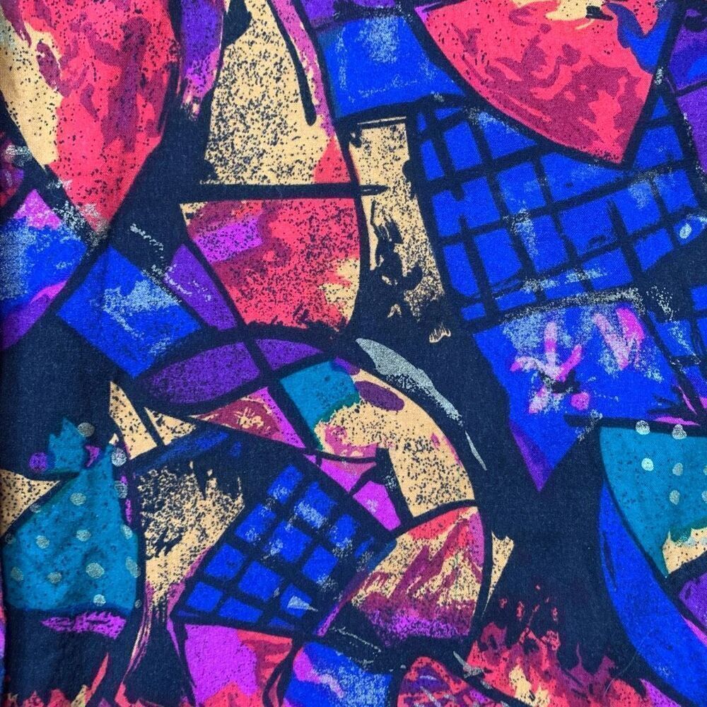 Vintage A Personal Touch Shirt Multicolor Abstract Art Collared Button Up Plus - Picture 8 of 8